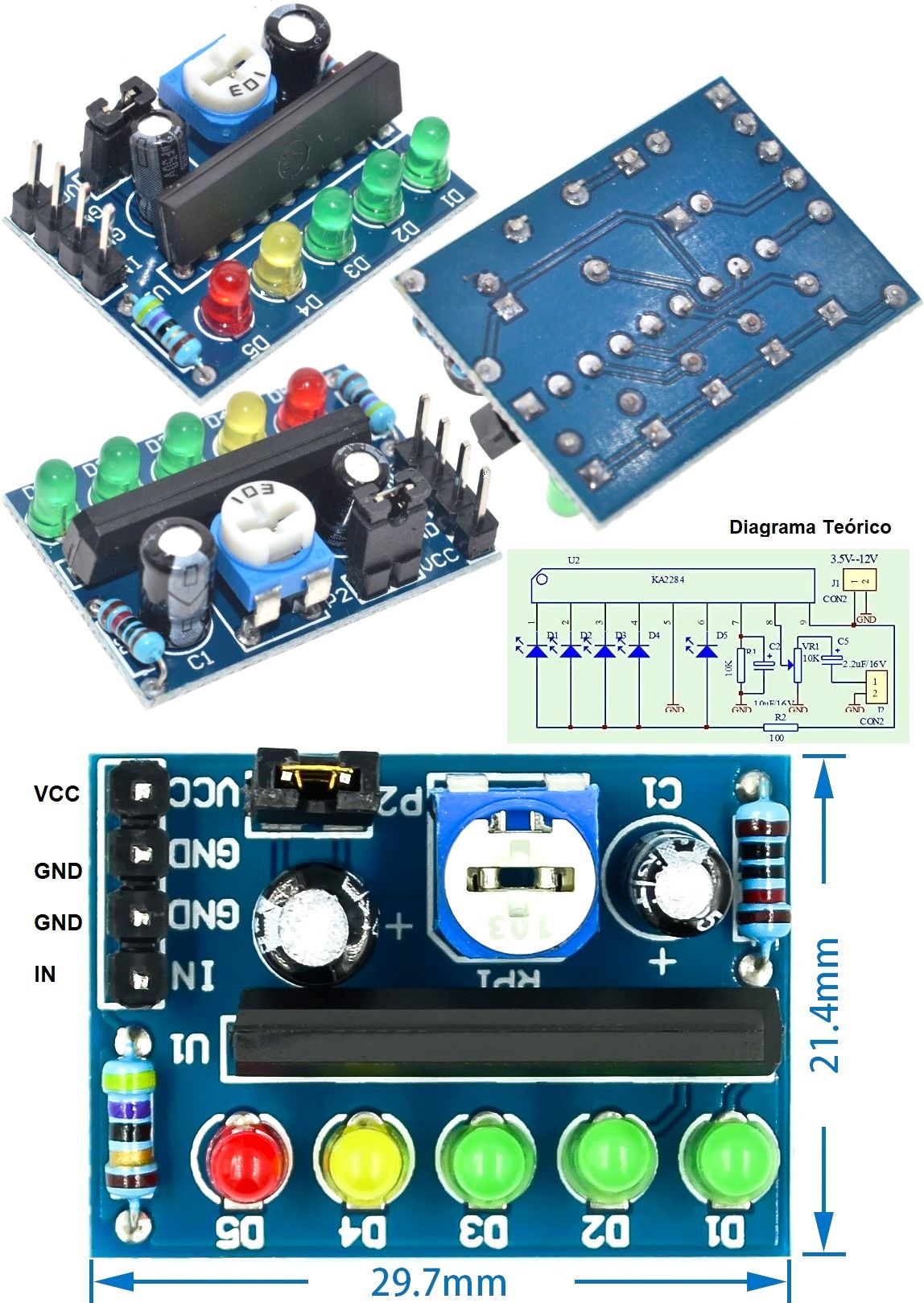 Voltimetro 4 led KA2284